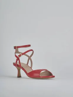Sandali tacco 5cm pelle rosso