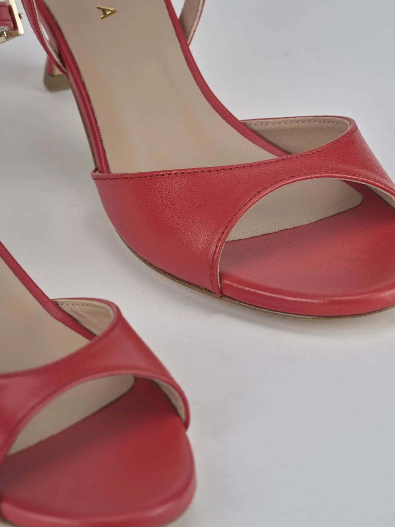 Sandali tacco 5cm pelle rosso