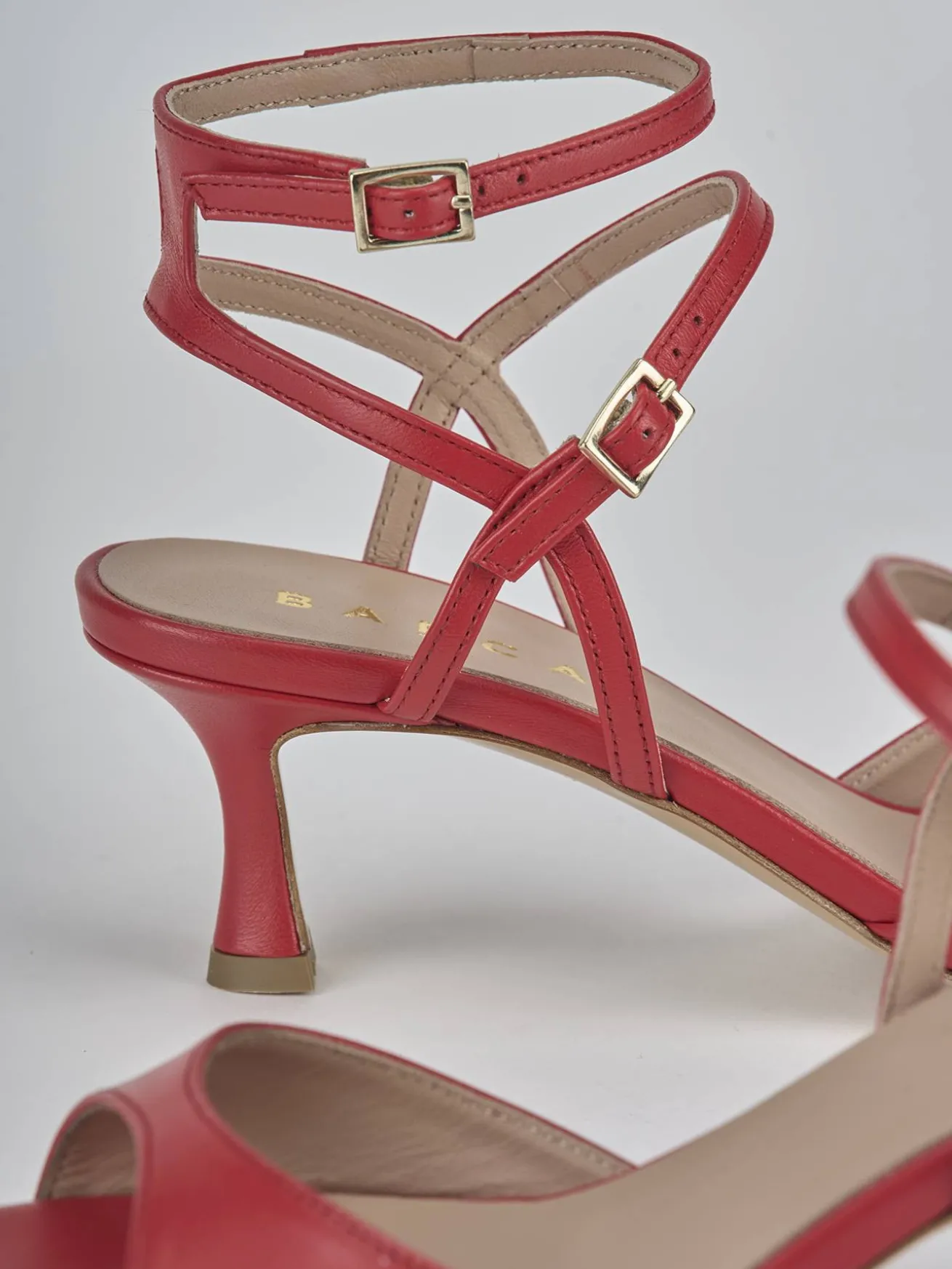 Sandali tacco 5cm pelle rosso