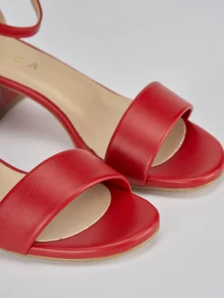 Sandali tacco 5cm pelle rosso
