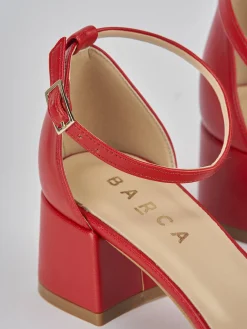 Sandali tacco 5cm pelle rosso