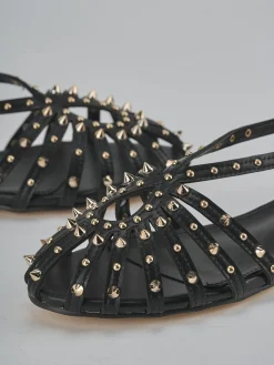 Sandali tacco 2cm pelle sostenibile nero