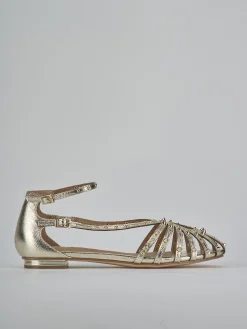 Sandali tacco 2cm pelle sostenibile oro