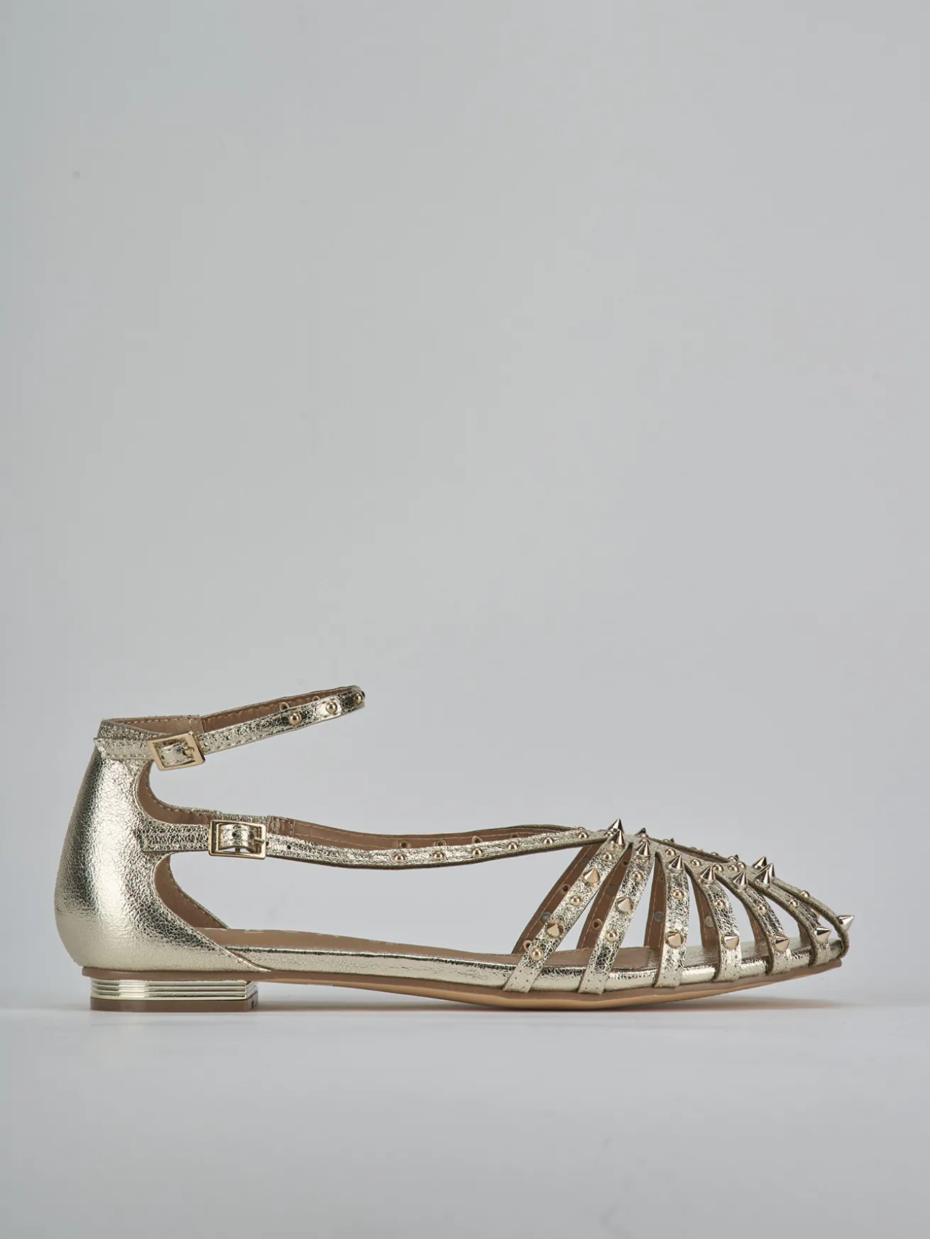 Sandali tacco 2cm pelle sostenibile oro