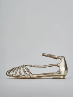 Sandali tacco 2cm pelle sostenibile oro