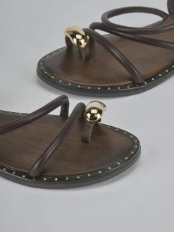 Sandali tacco 1cm pelle testa