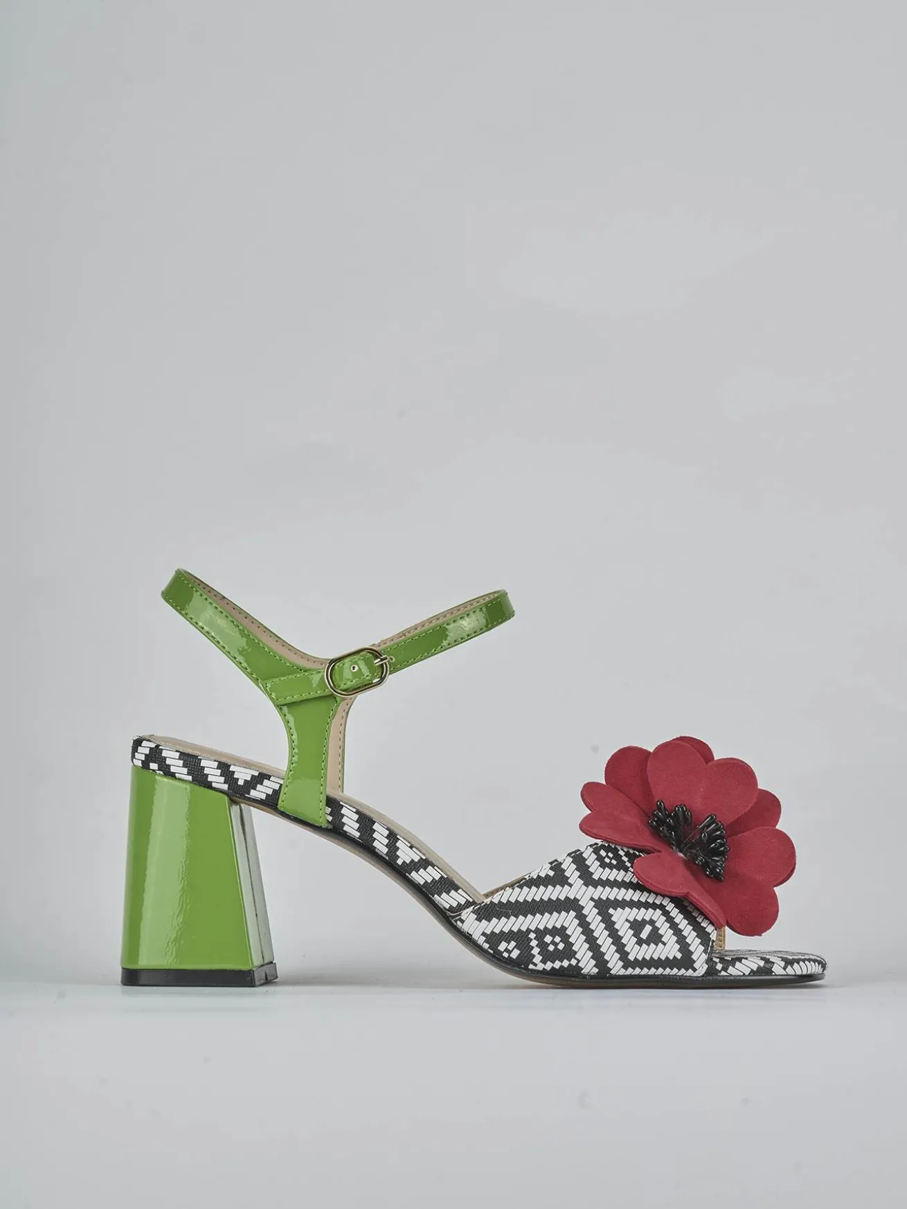 Sandali tacco 7cm pelle verde