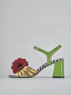 Sandali tacco 7cm pelle verde