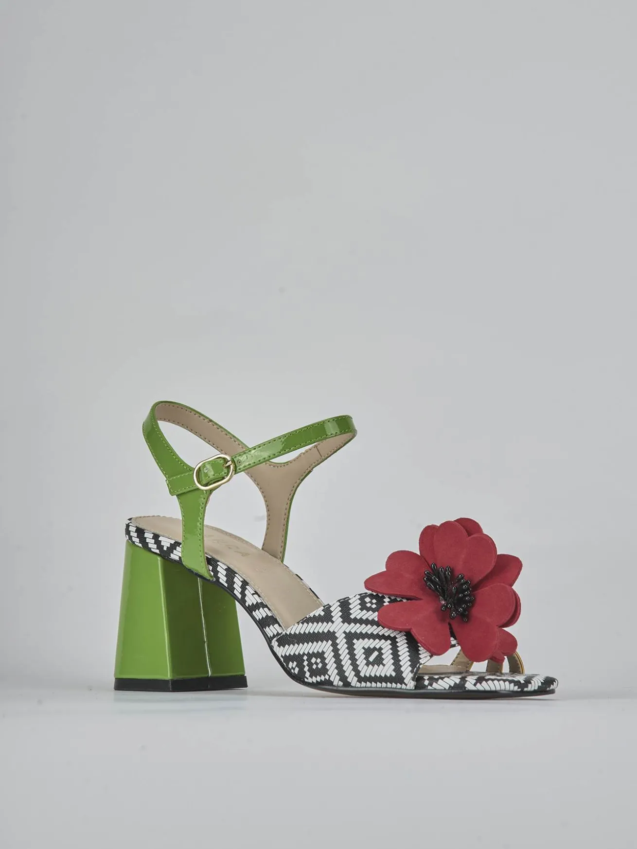 Sandali tacco 7cm pelle verde