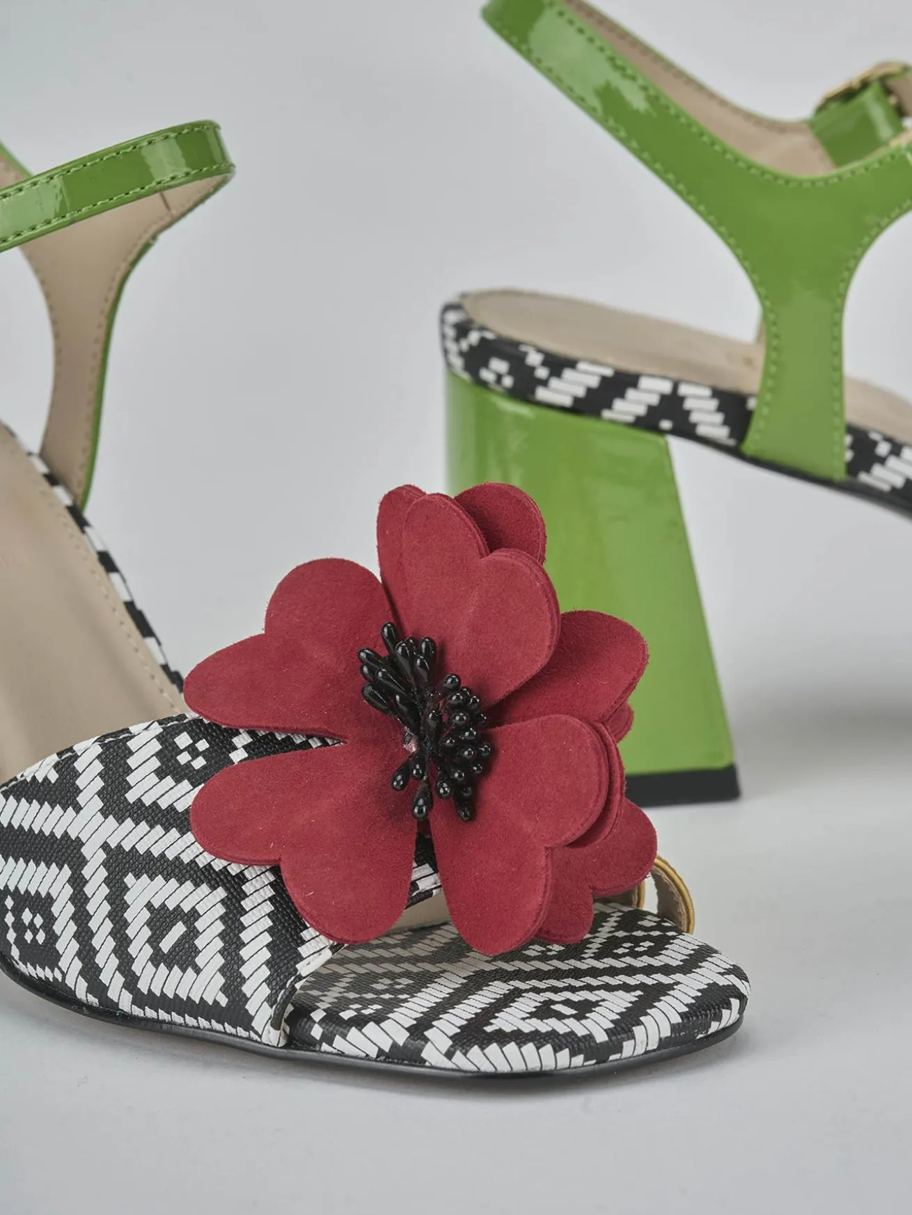 Sandali tacco 7cm pelle verde