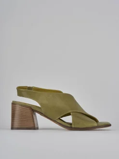 Sandali tacco 5cm pelle verde