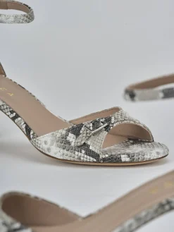 Sandali tacco 5cm pitone beige