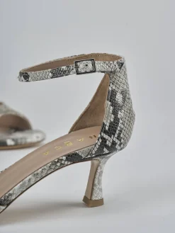 Sandali tacco 5cm pitone beige