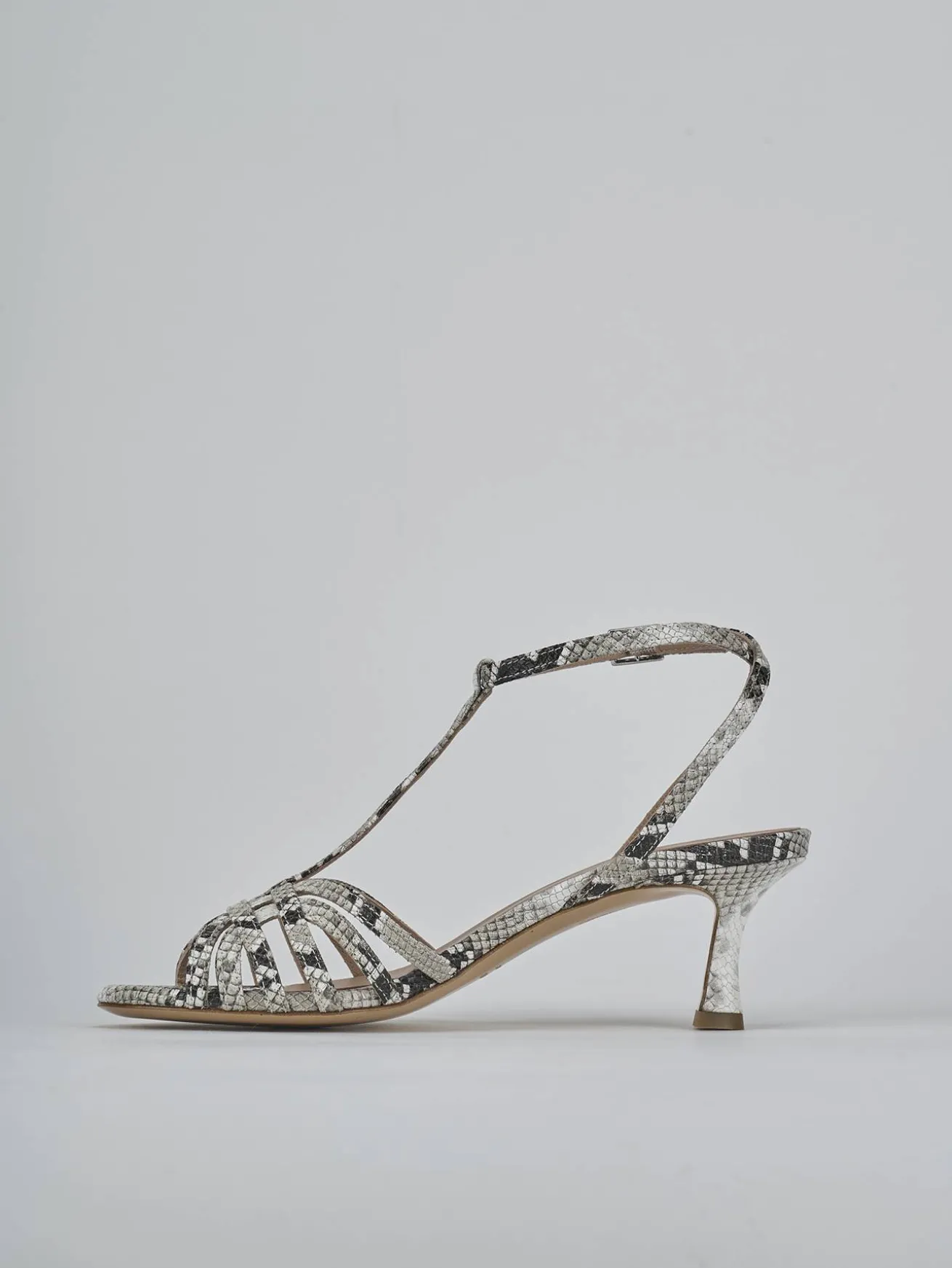 Sandali tacco 5cm pitone beige