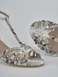 Sandali tacco 5cm pitone beige