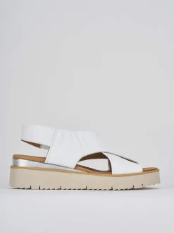 Sandali zeppa 4 cm bianco pelle