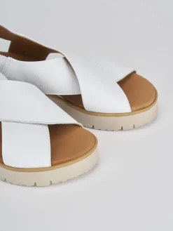 Sandali zeppa 4 cm bianco pelle