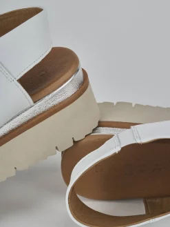 Sandali zeppa 4 cm bianco pelle