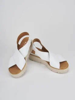 Sandali zeppa 4 cm bianco pelle