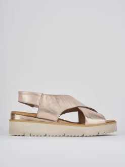 Sandali zeppa 4 cm bronzo pelle