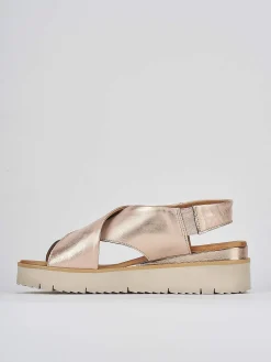 Sandali zeppa 4 cm bronzo pelle