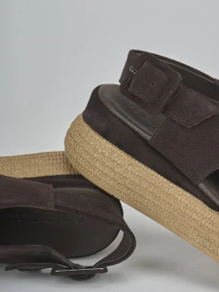 Sandali zeppa tacco 5cm camoscio testa