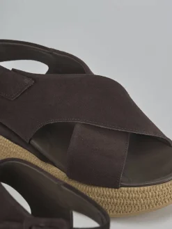 Sandali zeppa tacco 5cm camoscio testa