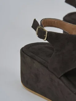 Sandali zeppa tacco 4cm camoscio testa