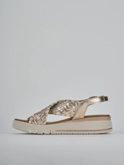 Sandali zeppa tacco 2cm pelle bronzo