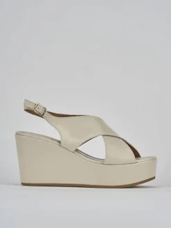 Sandali zeppa tacco 8cm pelle bianco