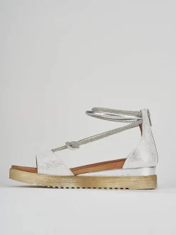 Sandali zeppa tacco 3cm pelle argento