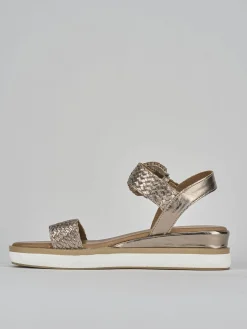 Sandali zeppa tacco 3cm pelle argento