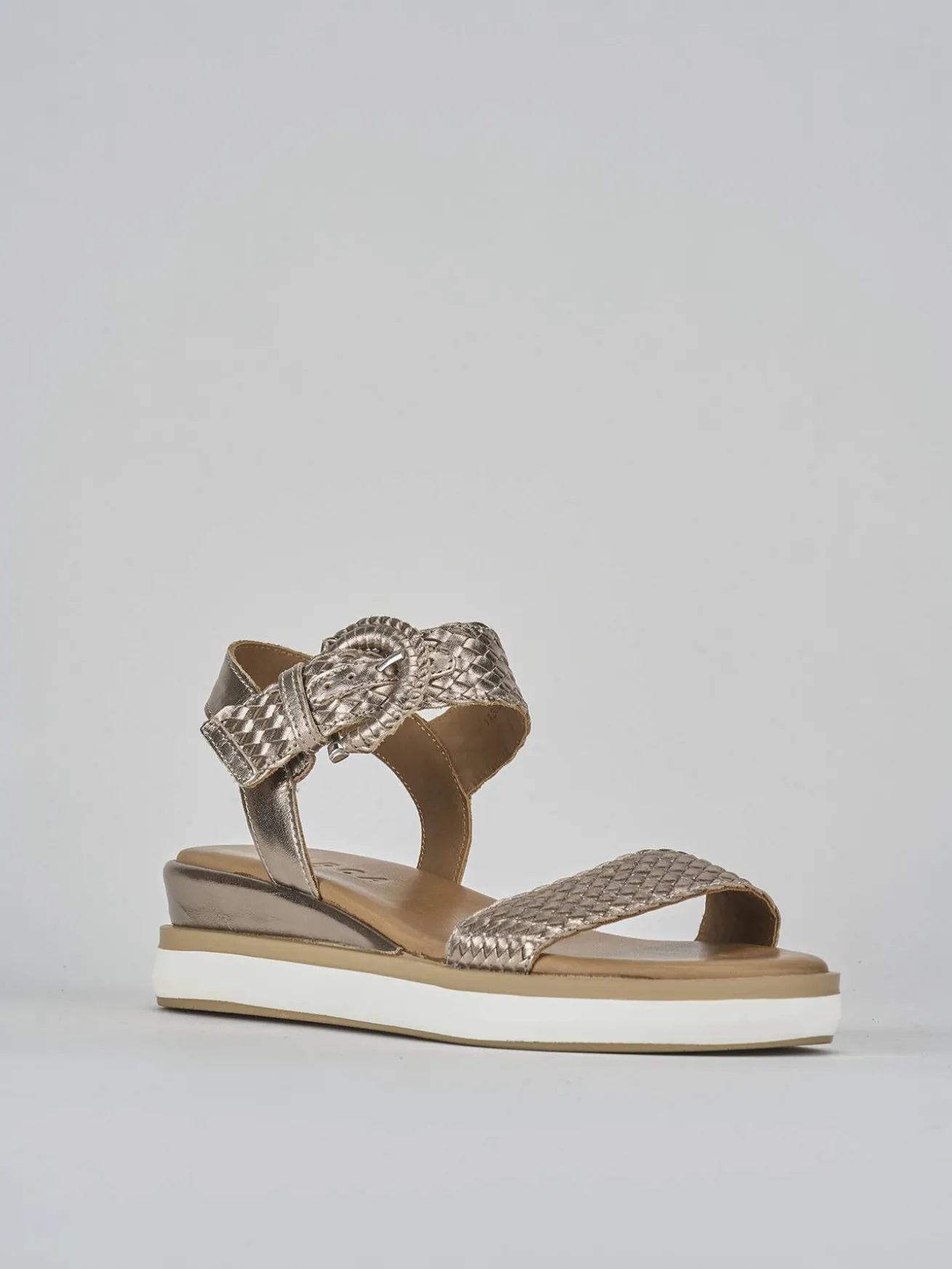 Sandali zeppa tacco 3cm pelle argento