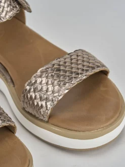 Sandali zeppa tacco 3cm pelle argento