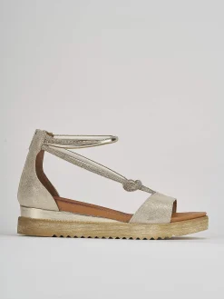 Sandali zeppa tacco 3cm pelle oro