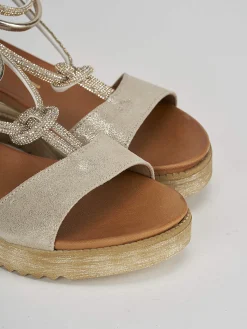 Sandali zeppa tacco 3cm pelle oro