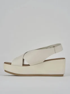 Sandali zeppa tacco 7cm pelle bianco