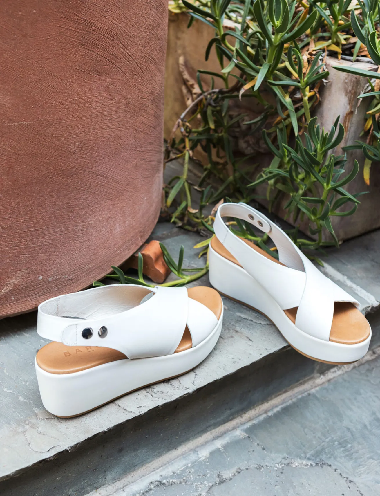 Sandali zeppa tacco 7cm pelle bianco