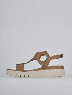 Sandali zeppa tacco 3cm pelle marrone