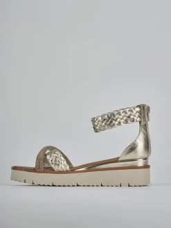 Sandali zeppa tacco 2cm pelle oro