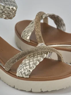 Sandali zeppa tacco 2cm pelle oro