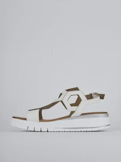 Sandali zeppa tacco 3cm pelle bianco