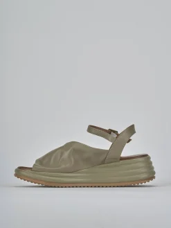 Sandali zeppa tacco 6cm pelle verde