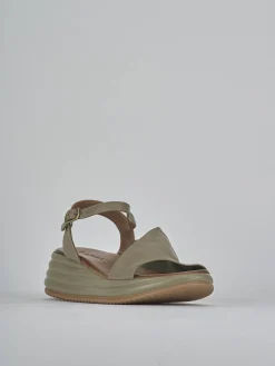 Sandali zeppa tacco 6cm pelle verde