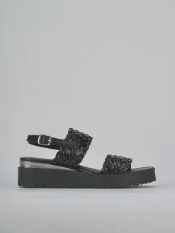 Sandali zeppa tacco 3cm pelle nero