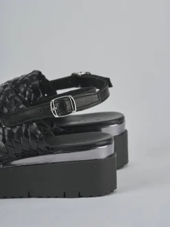 Sandali zeppa tacco 3cm pelle nero