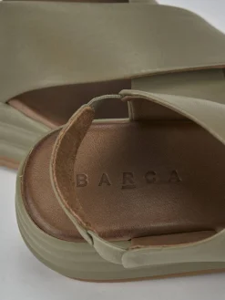 Sandali zeppa tacco 5cm pelle verde