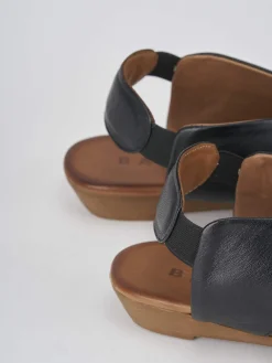 Sandali zeppa tacco 3cm pelle nero