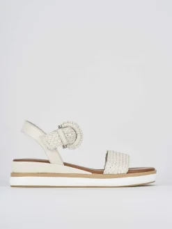 Sandali zeppa tacco 3cm pelle beige