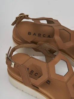 Sandali zeppa tacco 3cm pelle marrone